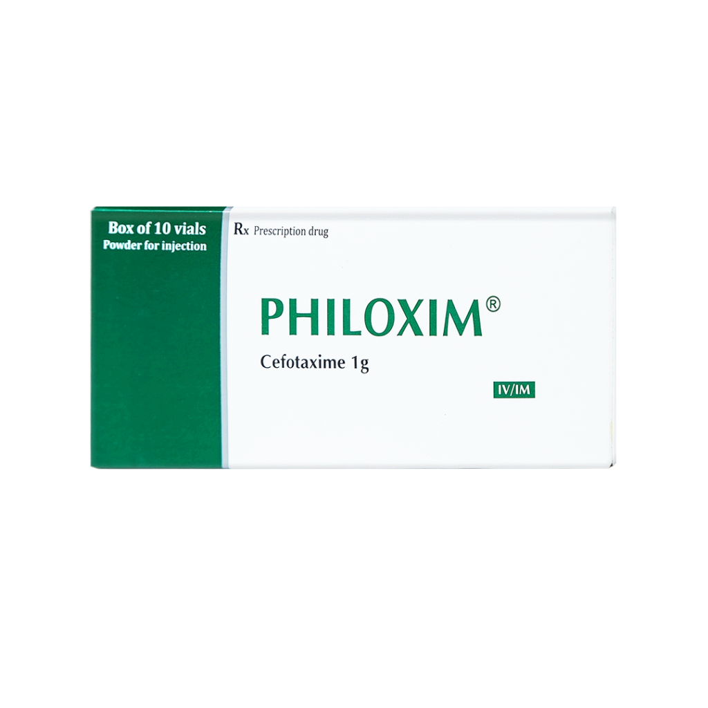 Thuốc Tiêm Philoxim 1g Phil 10 Lọ Điều Trị Viêm Phổi, Nhiễm Trùng Đường Tiết Niệu – Hộp 10 Lọ