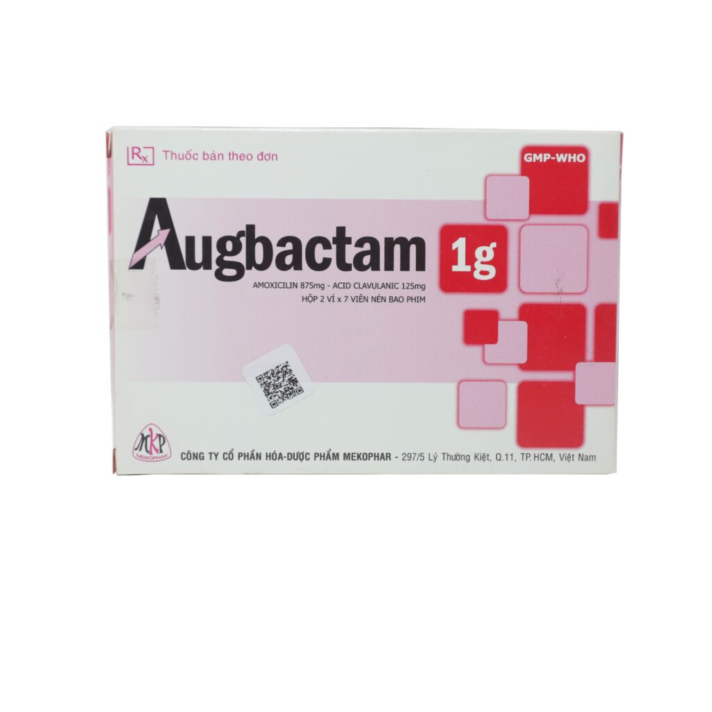 Thuốc viên nén bao phim Augbactam 1g Mekophar điều trị nhiễm khuẩn – 2 vỉ x 7 viên