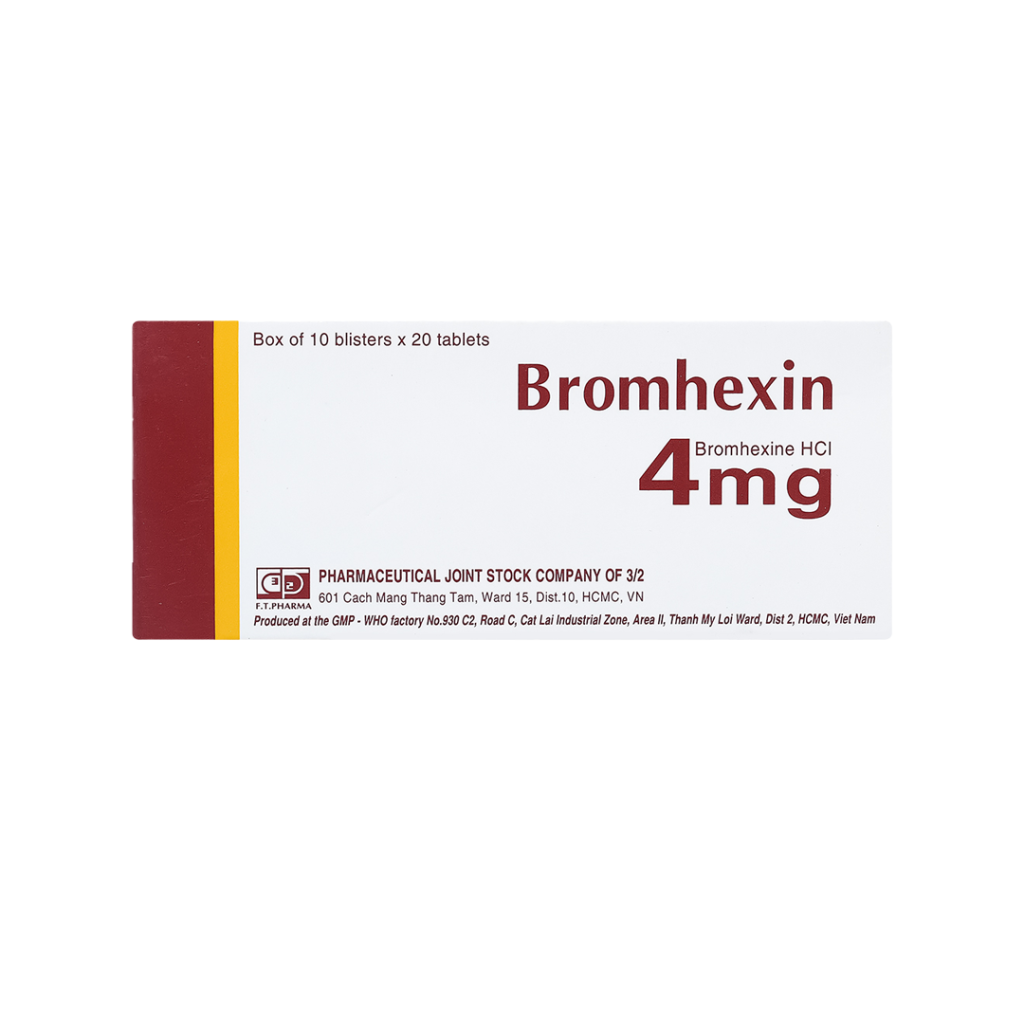 Thuốc Viên Nén Bromhexin 4mg F.T Điều Trị Loãng Đờm – Hộp 200 Viên