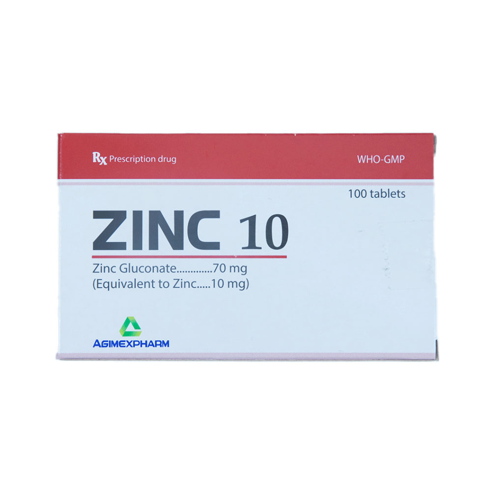 Thuốc Uống Zinc 10 Agimex Điều Trị Thiếu Kẽm, Tiêu Chảy, Biếng Ăn – Hộp 100 Viên