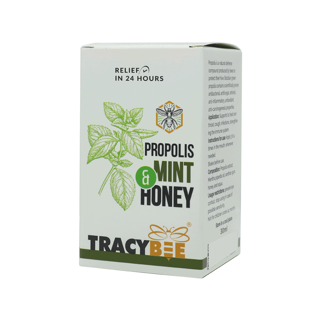 Xịt Keo Ong Xanh Vị Bạc Hà Tracybee Propolis Mint And Honey Hỗ Trợ Viêm Họng, Ho, Tăng Cường Sức Đề Kháng – Hộp 30ml