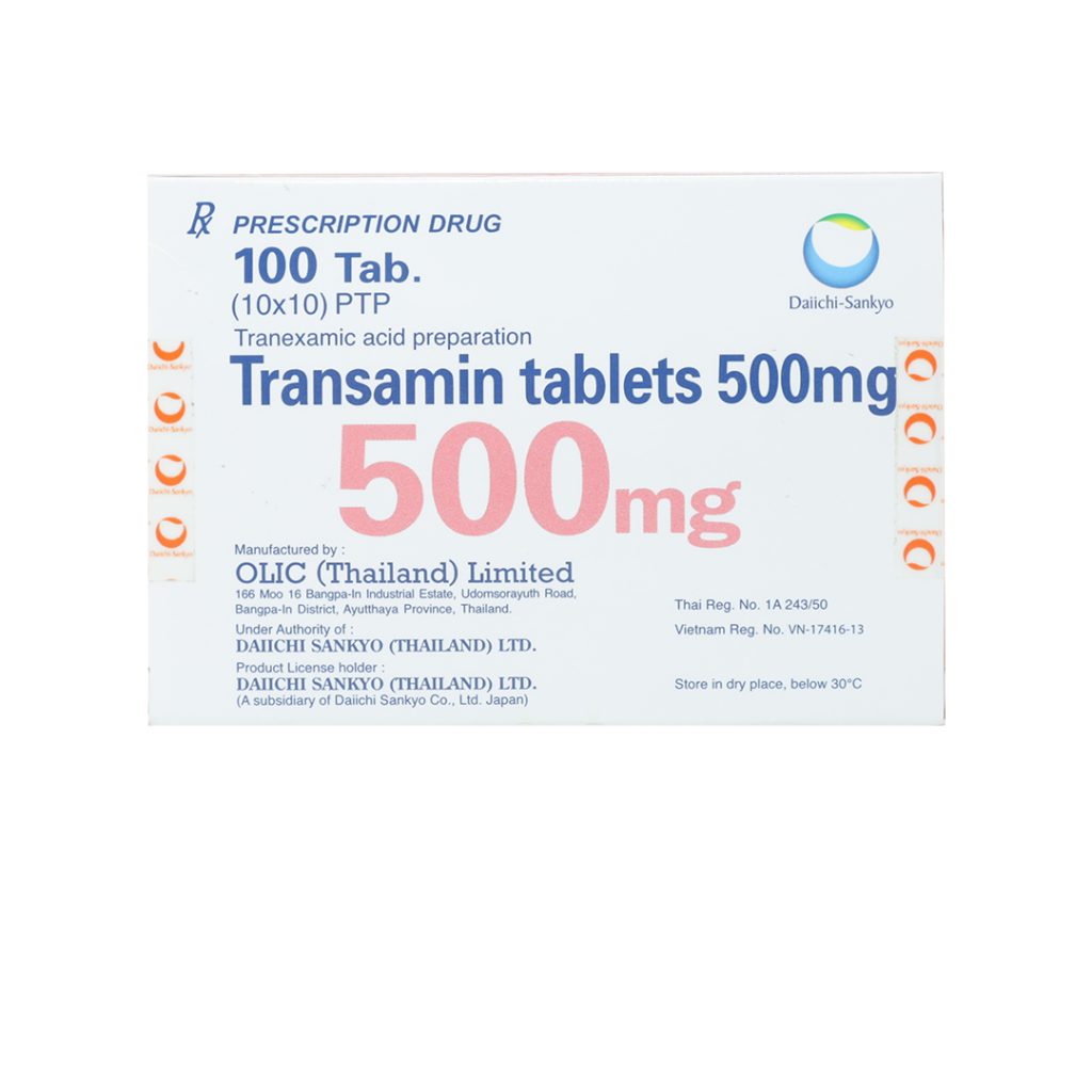 Thuốc viên nang cứng Transamin 500mg điều trị xuất huyết, chảy máu cam – 10 vỉ x 10 viên