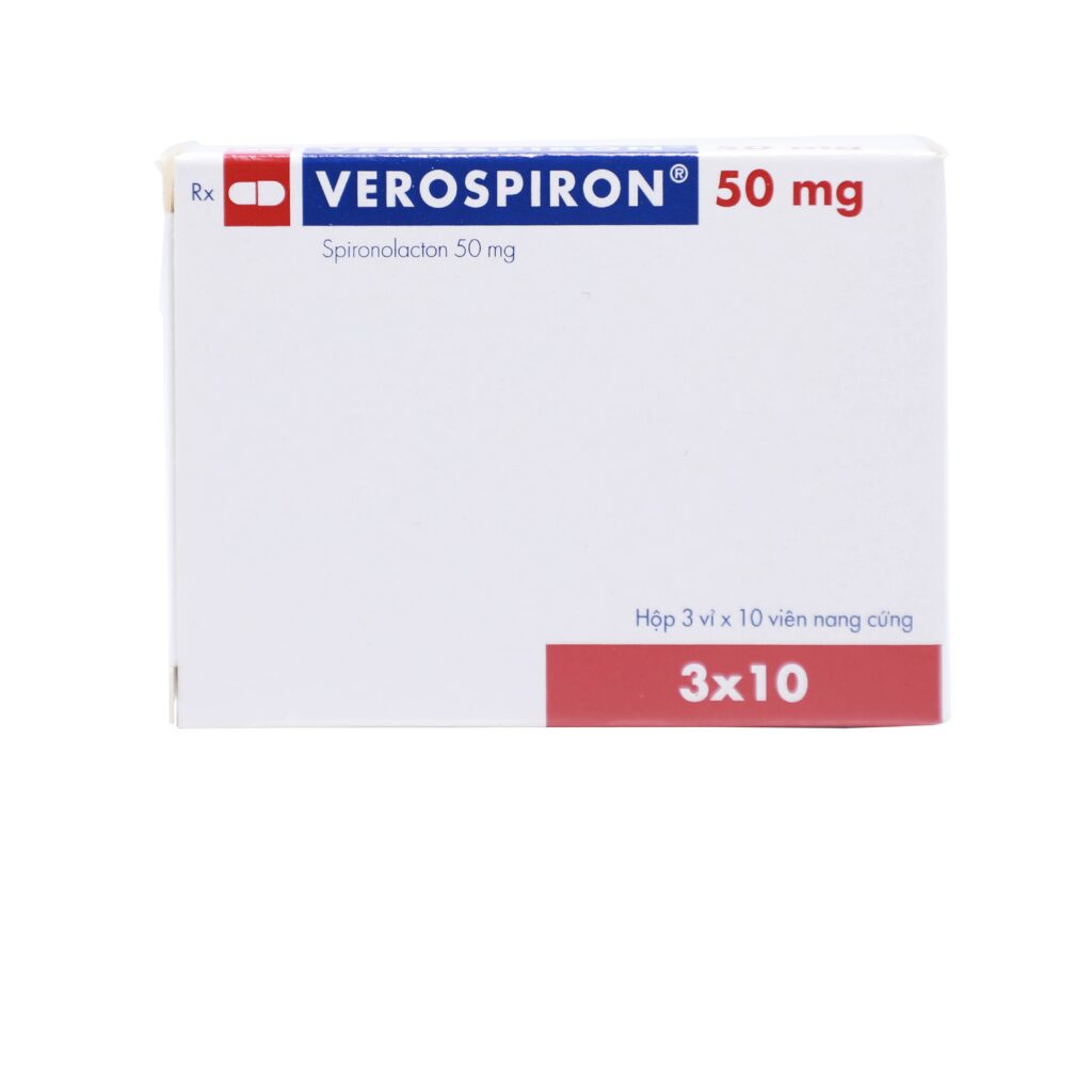 Thuốc viên nang cứng Verospiron 50mg Gedeon điều trị tăng huyết áp, phù – 3 vỉ x 10 viên