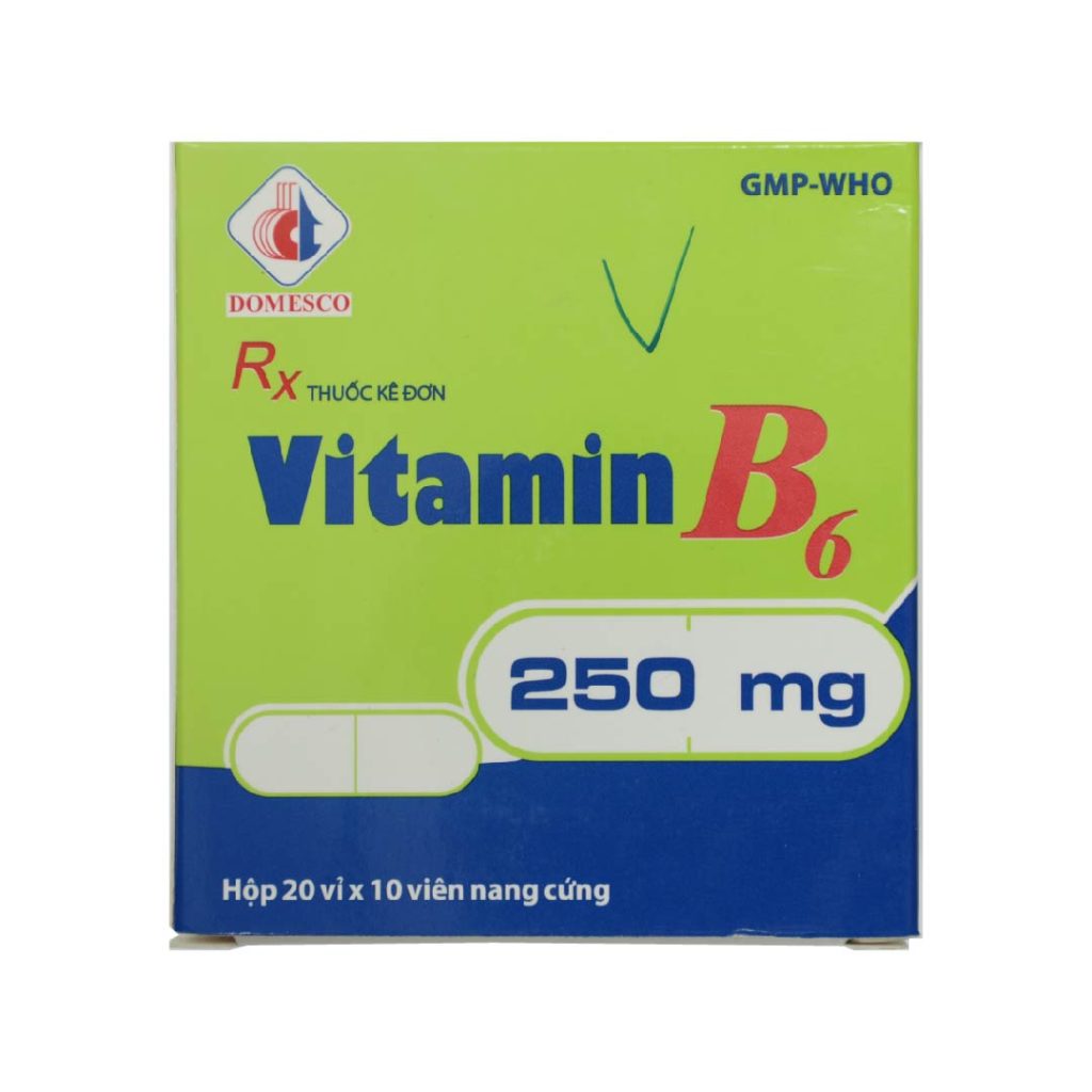 Thuốc viên nang cứng Vitamin B6 250mg Domesco điều trị viêm dây thần kinh ngoại vi, thiếu máu nguyên bào sắt – 20 vỉ x 10 viên