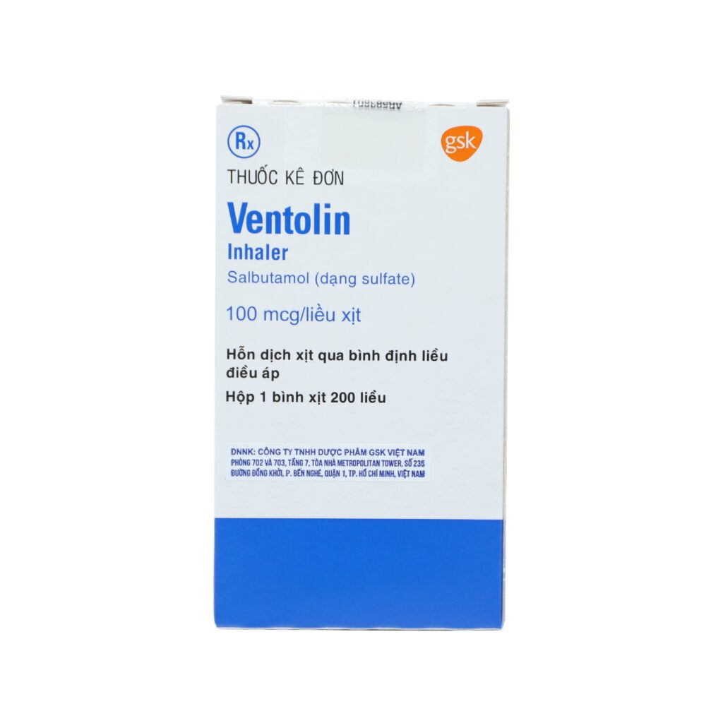 Thuốc xịt Ventolin Inh 100mcg điều trị hen suyễn, viêm phế quản – Lọ 200 liều