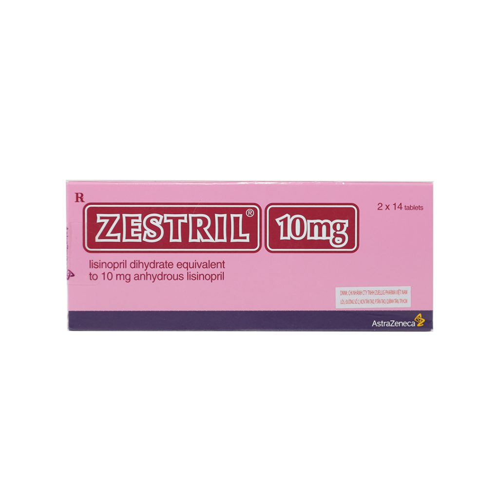 Thuốc viên nén Zestril 10mg Astra điều trị tăng huyết áp, suy tim, nhồi máu cơ tim – 2 vỉ x 14 viên