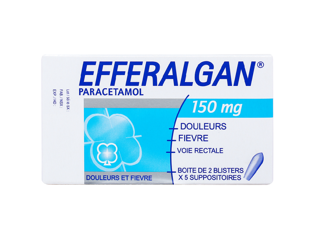 Thuốc viên đặt Efferalgan 150mg Bristol điều trị hạ sốt, giảm đau – 2 vỉ x 5 viên