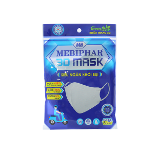 khẩu trang 3D Mask Mebiphar màu xám gói 5 cái