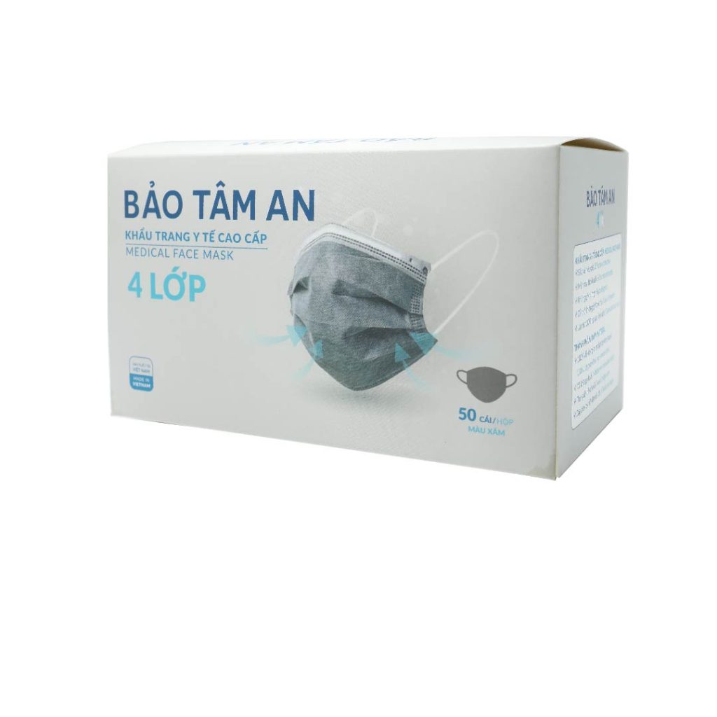 khẩu trang y tế Bảo Tâm An màu xám 4 lớp