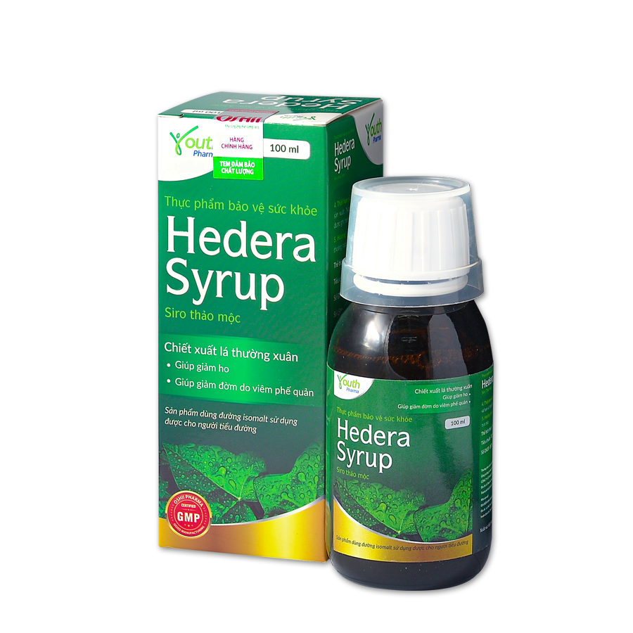 Siro Ho Thảo Mộc Hedera Syrup Youth Pharma Hỗ Trợ Giảm Ho, Giảm Đờm Do Viêm Phế Quản – Chai 100ml