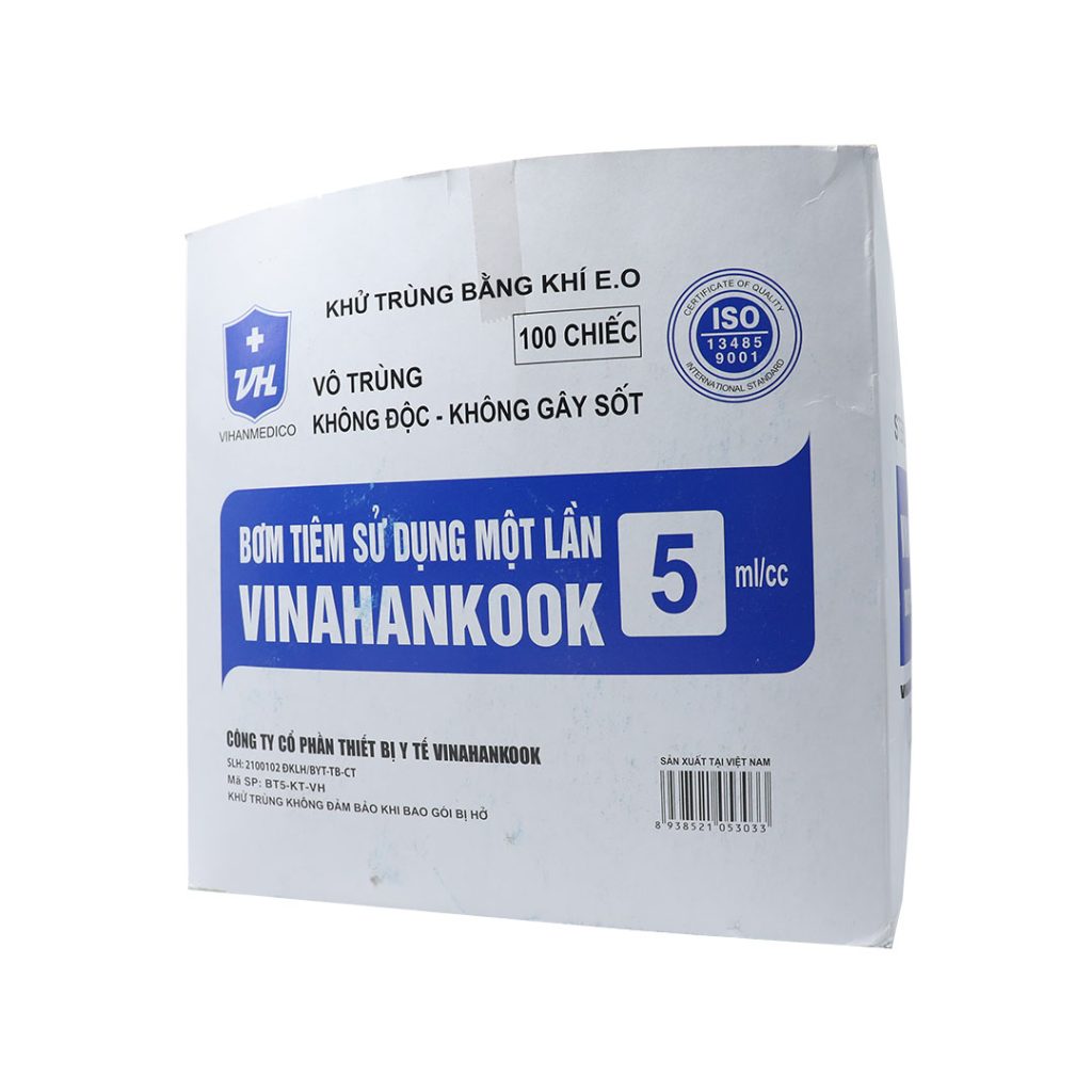 Bơm Tiêm 5 Vinahankook sử dụng 1 lần – 100 Cái