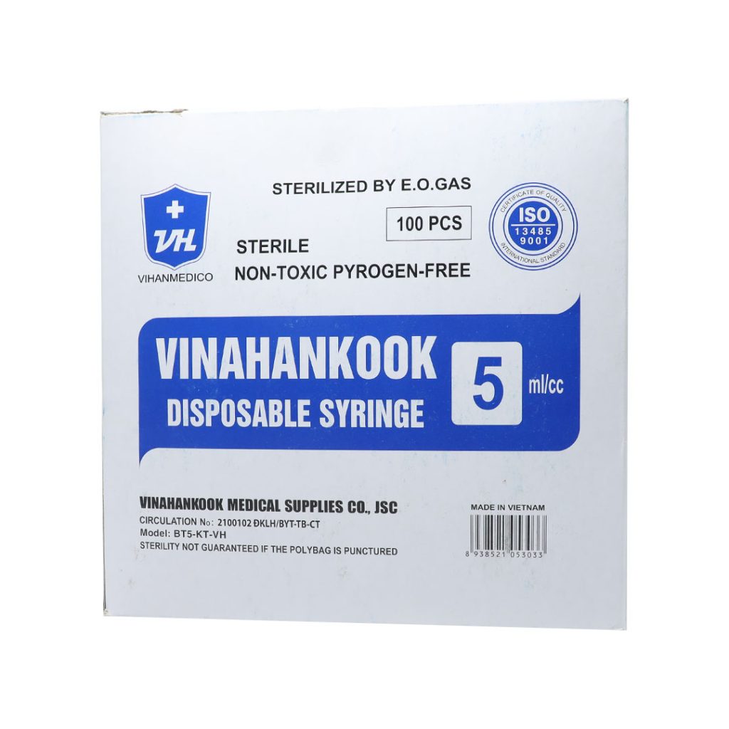 Bơm Tiêm 5 Vinahankook sử dụng 1 lần – 100 Cái