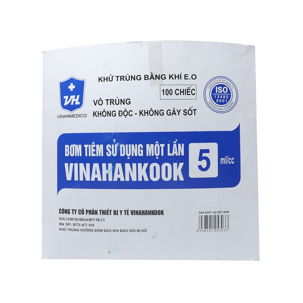 Bơm Tiêm 5 Vinahankook sử dụng 1 lần – 100 Cái