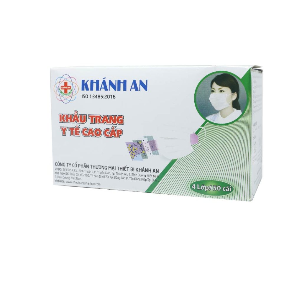 Khẩu trang y tế Khánh An Màu Trắng 4 Lớp Cao Cấp – Hộp 50 cái