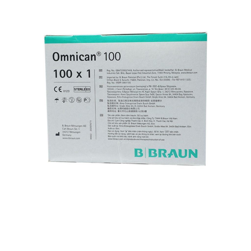 Kim cam Omnican 100iu/1ml Braun – Hộp 100 Cái