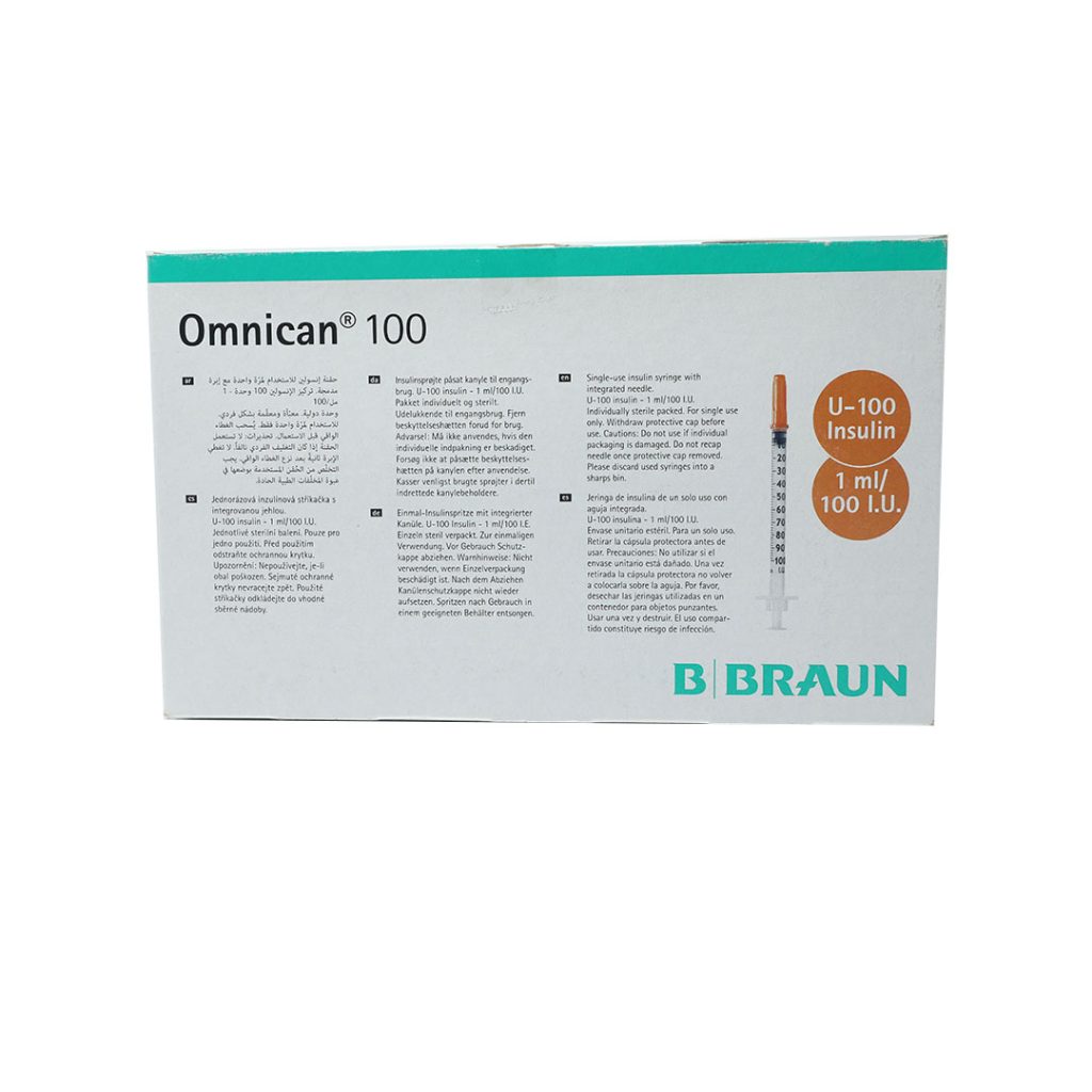 Kim cam Omnican 100iu/1ml Braun – Hộp 100 Cái