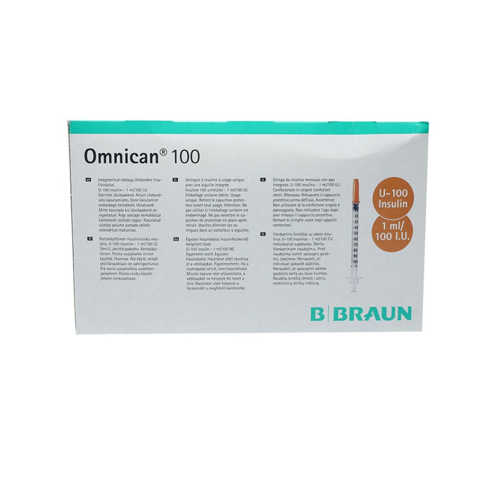 Kim cam Omnican 100IU/1ml B.Braun – Hộp 100 Cái