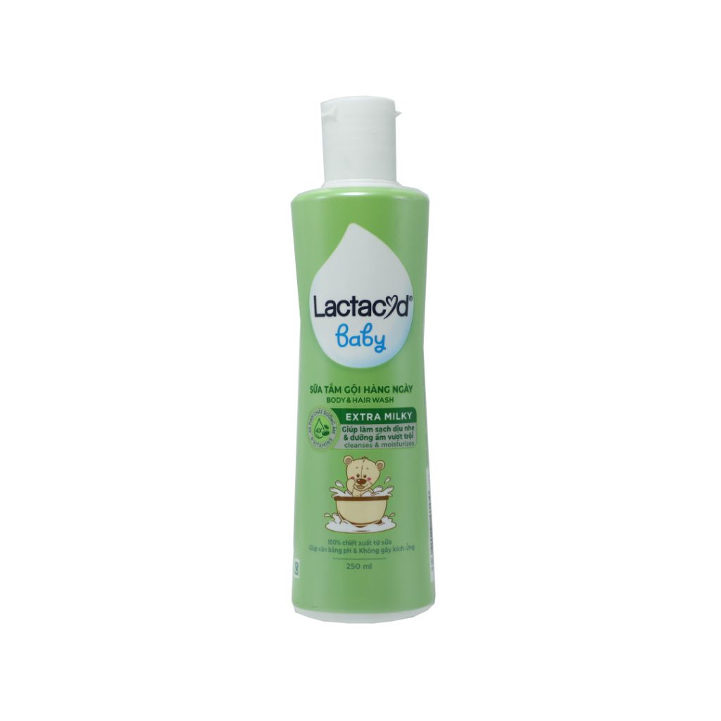 Sữa tắm gội Body and Hair Wash Lactacyd Baby Extra Milky Sanofi duy trì lớp màng bảo vệ da, ngăn ngừa rôm sảy – Chai 250ml