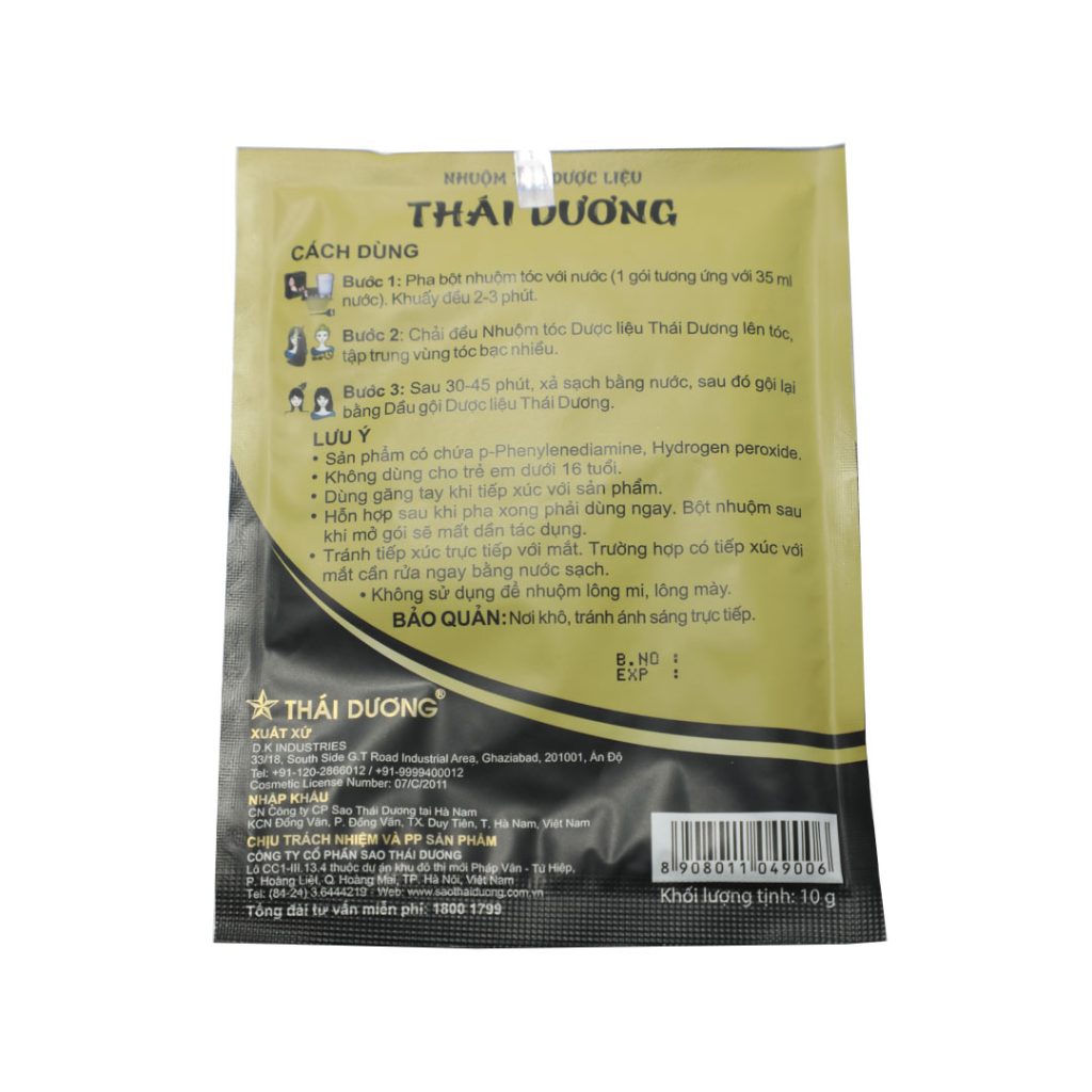 Nhuộm Tóc Dược Liệu Thái Dương – Hộp 5 Gói