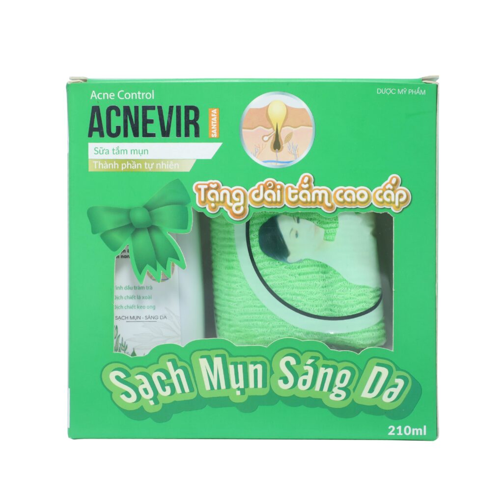 Sữa tắm Acnevir Santafa làm sạch dầu nhờn, ngăn ngừa mụn, viêm lỗ chân lông – Chai 210ml