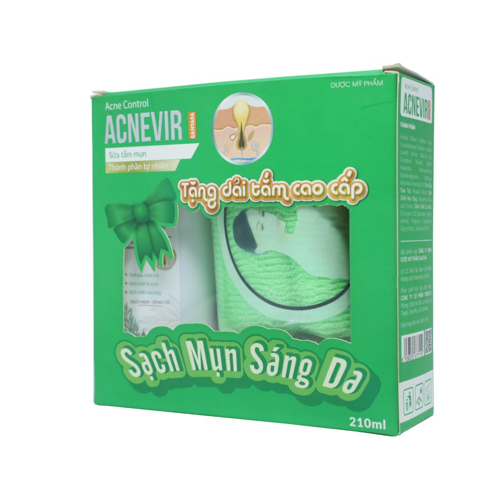 Sữa tắm Acnevir Santafa làm sạch dầu nhờn, ngăn ngừa mụn, viêm lỗ chân lông – Chai 210ml