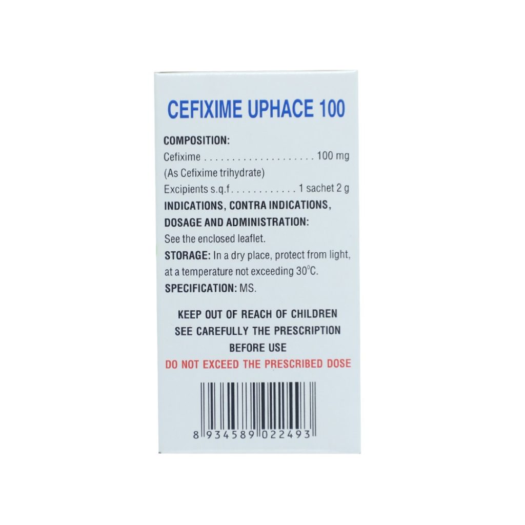 Thuốc bột Cefixime 100mg Uphace điều trị viêm họng, viêm phế quản – 10 Gói