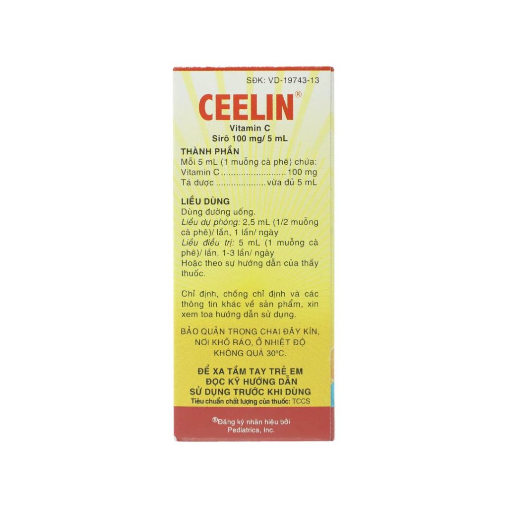 Thuốc siro Ceelin United điều trị thiếu vitamin C, tăng đề kháng – Chai 60ml