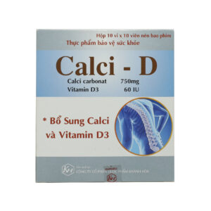 Thuốc viên nén bao phim Calci D 750mg/60iu Khapharco điều trị bổ sung calci, vitamin D3 – 10 vỉ x 10 viên