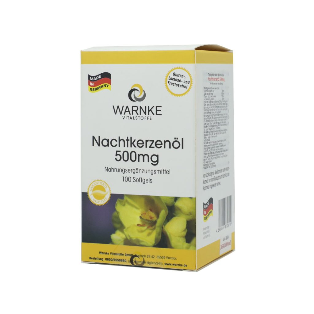 Viên Uống Nachtkerzenol 500mg Warnke Hỗ Trợ Cân Bằng Nội Tiết Tố Nữ, Chống Oxy Hóa – Hộp 100 Viên