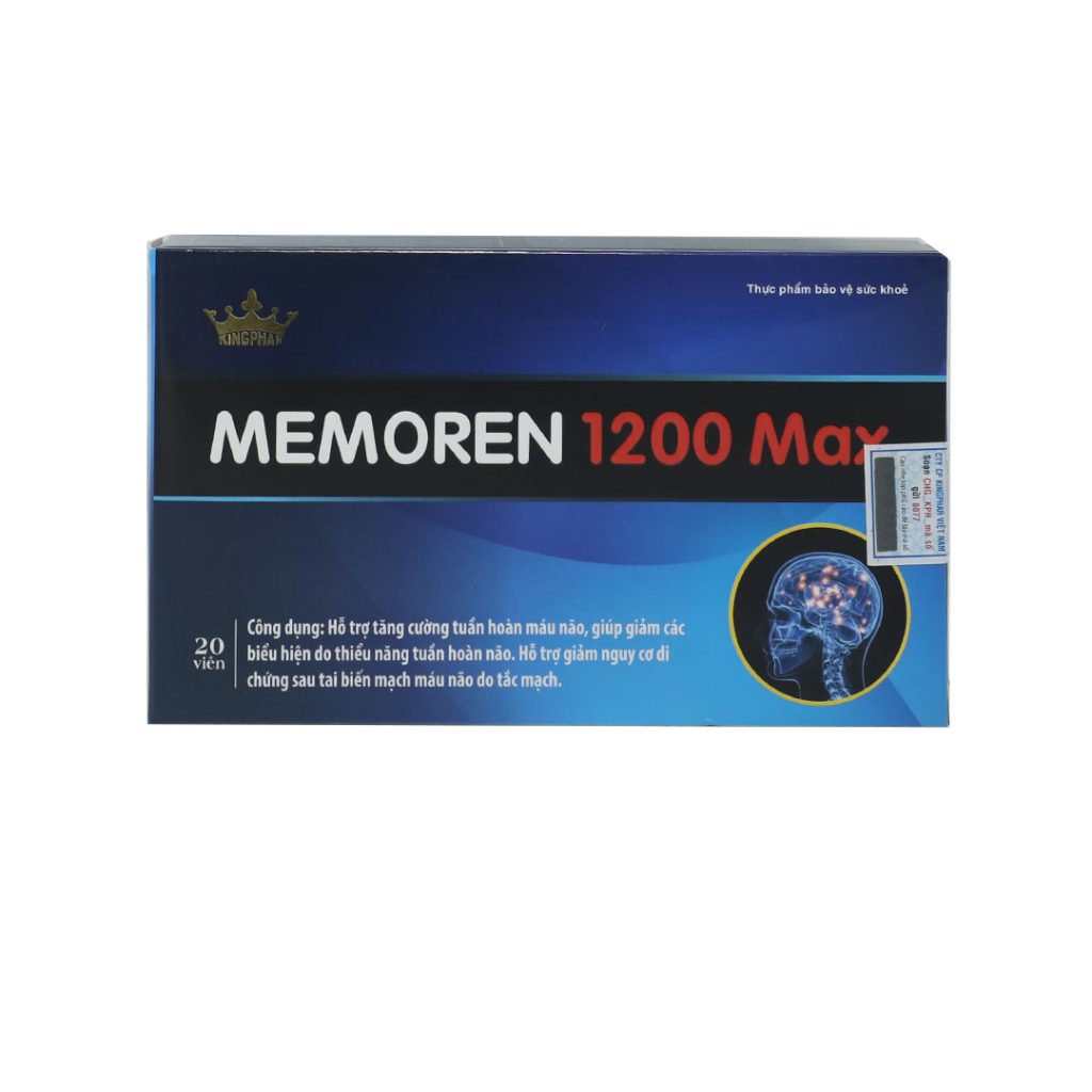 Viên nang Memoren 1200 Max Kingphar hỗ trợ tăng cường tuần hoàn não, rối loạn tiền đình, mất ngủ – 2 vỉ x 10 viên