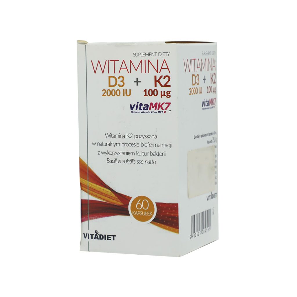 Viên nang Witamina D3 2000IU + K2 100mcg Ichem bổ sung vitamin K2, vitamin D3, hỗ trợ tăng cường hấp thu calci – Hộp 60 viên