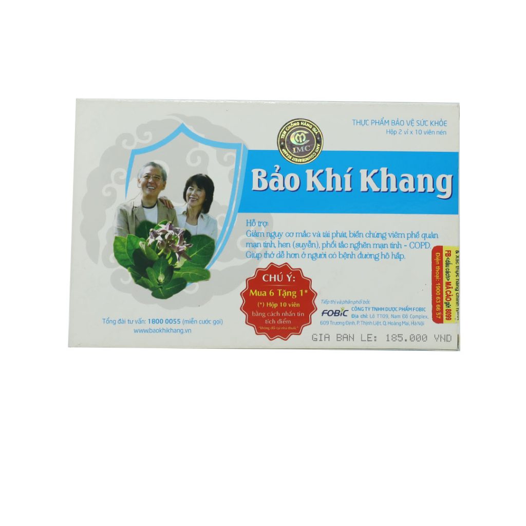 Viên nén Bảo Khí Khang IMC phòng ngừa viêm phế quản, hen suyễn, COPD – 2 vỉ x 10 viên