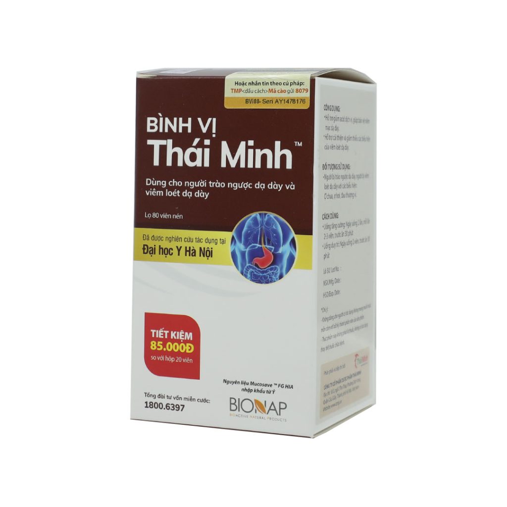 Viên nén Bình Vị Thái Minh hỗ trợ điều trị giúp giảm viêm loét dạ dày – 80 viên