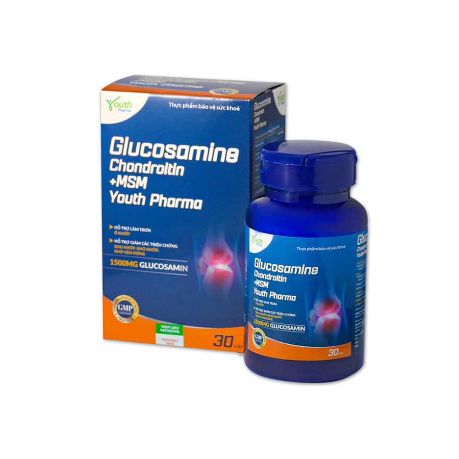 Viên nén Glucosamine Chondroitin +MSM Youth Pharma hỗ trợ làm trơn ổ khớp, giúp khớp vận động linh hoạt, giảm đau nhức xương khớp – Hộp 30 viên