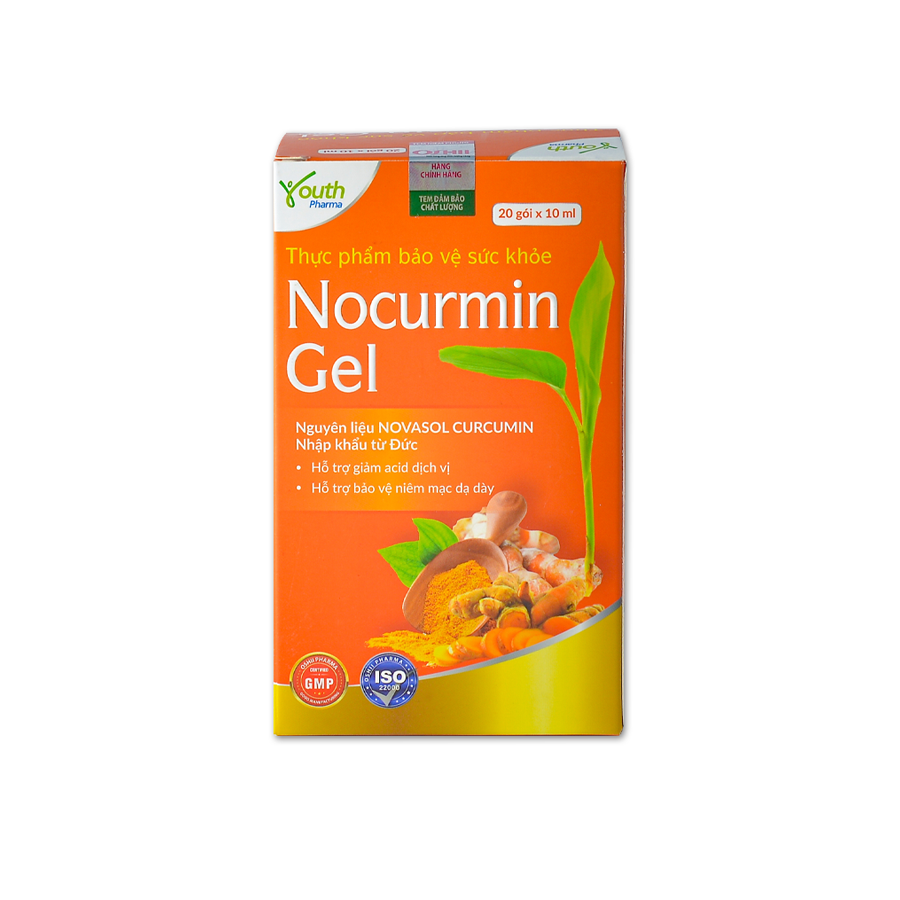 Nocurmin Gel Youth Pharma hỗ trợ giảm viêm loét dạ dày, tá tràng, bảo vệ niêm mạc dạ dày – Hộp 20 gói x 10ml