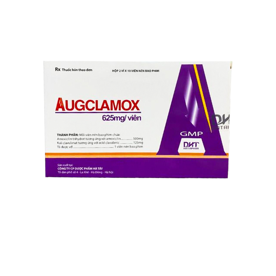 Thuốc viên nén bao phim Augclamox 625mg Hà Tây điều trị nhiễm khuẩn – 2 vỉ x 10 viên