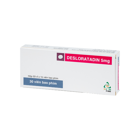 Thuốc viên nén bao phim Desloratadin 5mg Alu TV.Pharm giảm các triệu chứng liên quan viêm mũi dị ứng, mày đay – 3 vỉ x10 viên