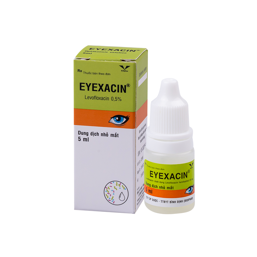 Dung dịch nhỏ mắt Eyexacin 0.5% Bidiphar điều trị viêm kết mạc do nhiễm khuẩn – Chai 5ml