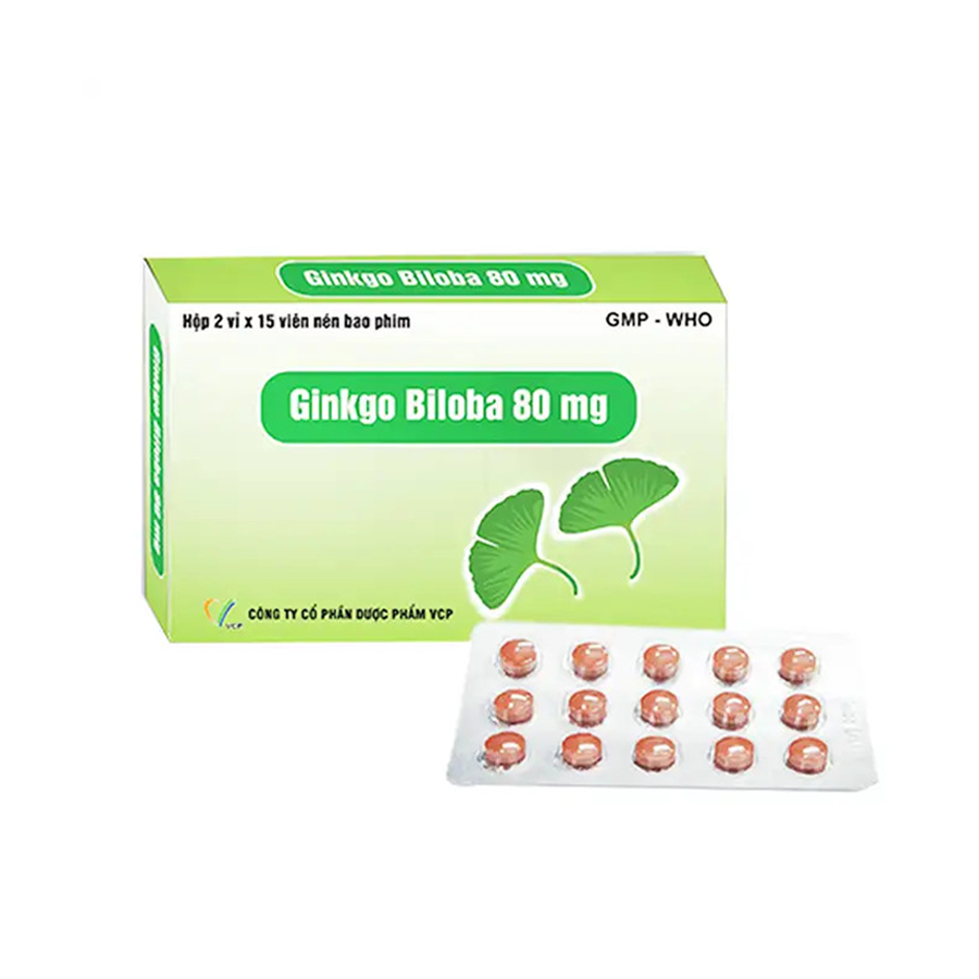 Viên Uống Ginkgo Biloba 80mg VCP Hỗ Trợ Tăng Tuần Hoàn Não – Hộp 30 Viên