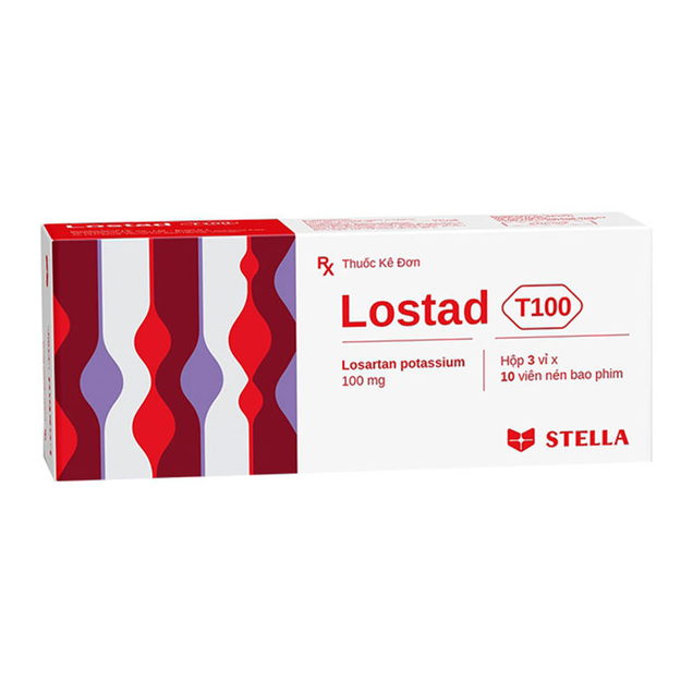 Thuốc Lostad T100 100mg Stella Trị Tăng Huyết Áp Và Suy Tim Mạn Tính – Hộp 30 Viên