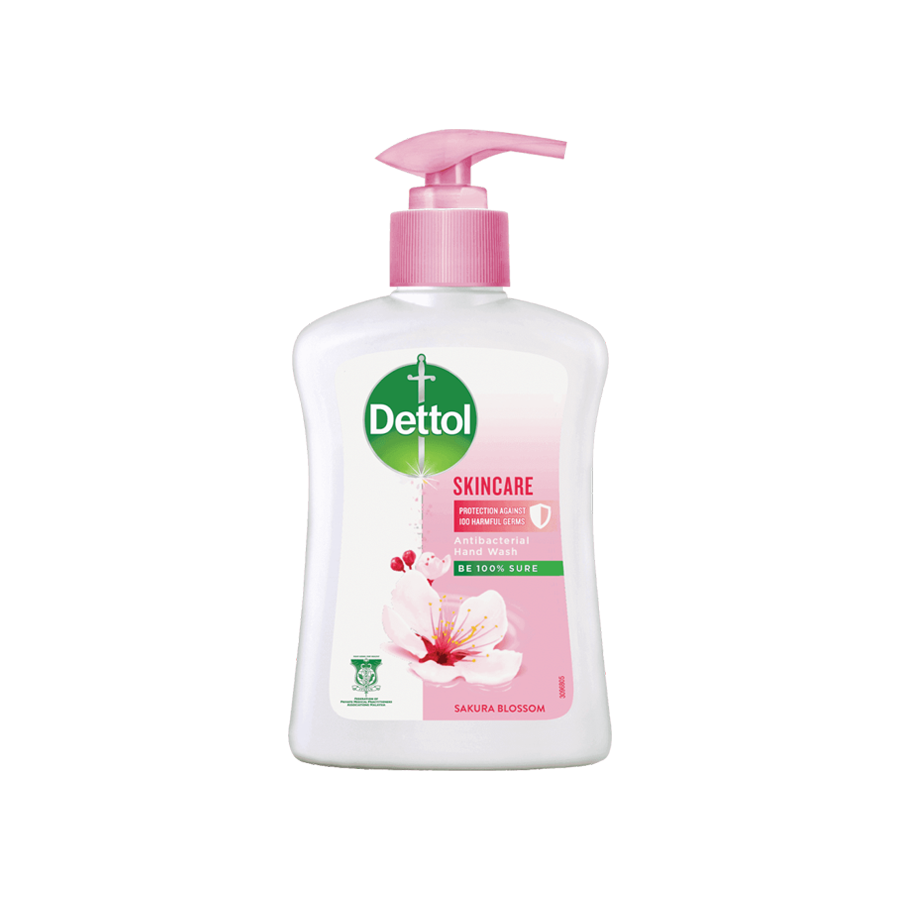 Nước rửa tay Dettol Skincare hương Hoa Anh Đào giúp làm sạch, kháng khuẩn, bảo vệ da tay – Chai 250g