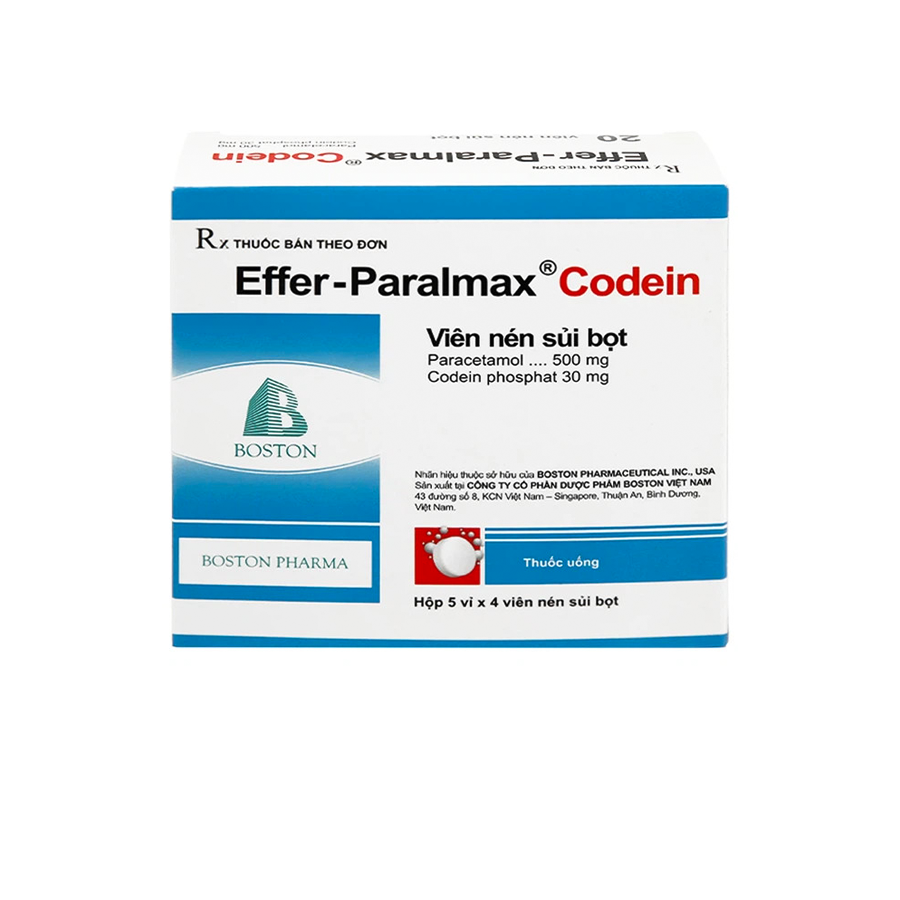 Thuốc Effer Paralmax Codein 500mg/30mg Boston Giảm Đau Cấp Tính Ở Mức Độ Trung Bình – Hộp 20 Viên