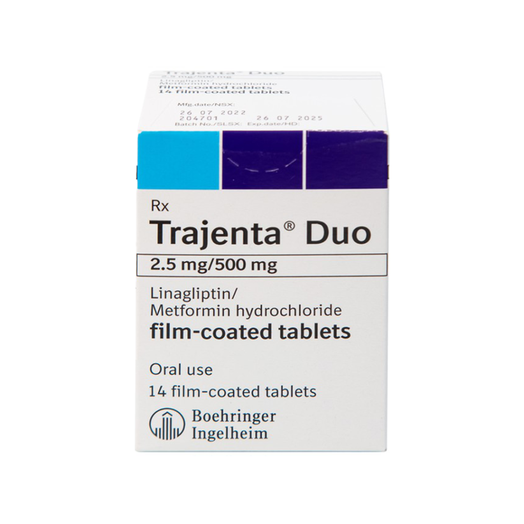 Thuốc Trajenta Duo 2.5mg/500mg Boehringer Điều Trị Đái Tháo Đường Tuýp 2 – Lọ 14 Viên