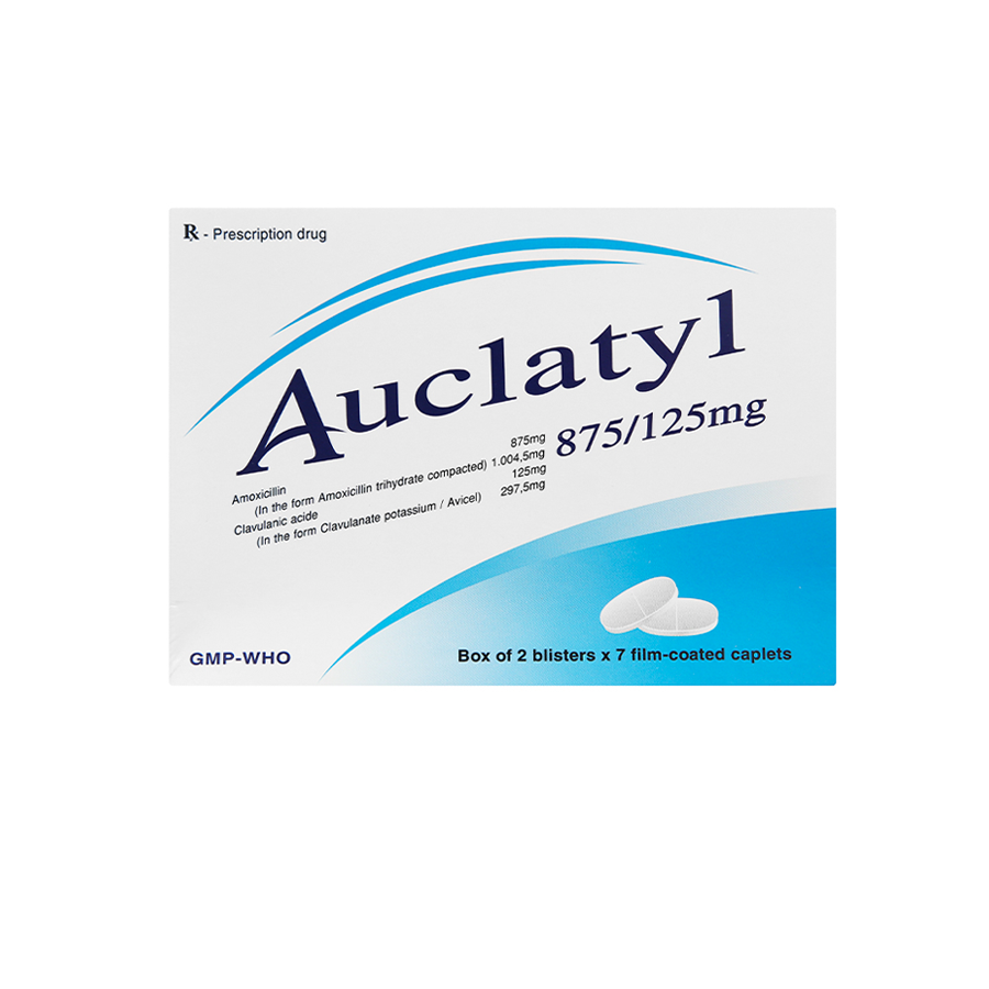 Thuốc Auclatyl 875/125mg Tipharco Điều Trị Nhiễm Khuẩn – Hộp 14 Viên