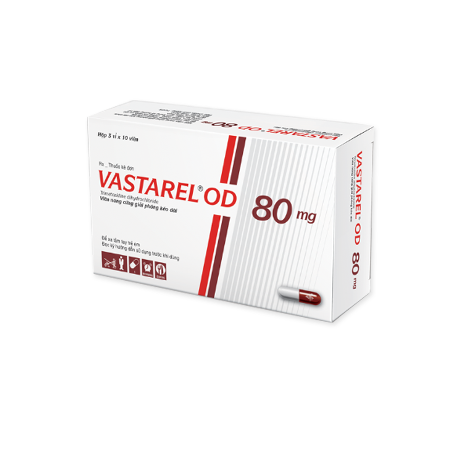 Thuốc Vastarel OD 80mg Servier Điều Trị Đau Thắt Ngực Ổn Định – Hộp 30 Viên