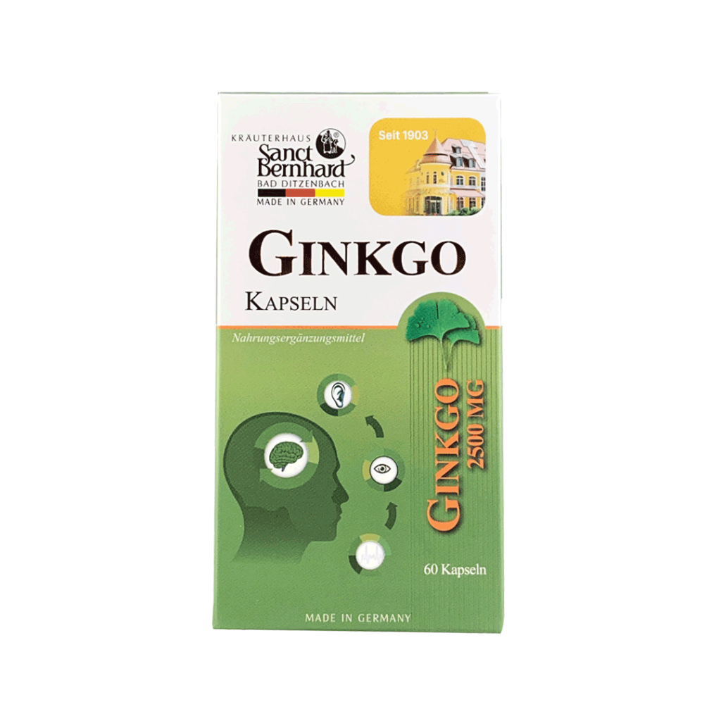 Viên Nang Mềm Ginkgo 2500mg Sanct Bernhard Hỗ Trợ Tăng Cường Tuần Hoàn Não – Lọ 60 Viên