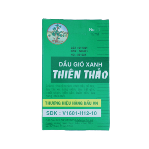 Dầu Gió Xanh Thiên Thảo Trường Sơn điều trị cảm ho, say tàu xe, đau khớp – 12ml x 12 Chai