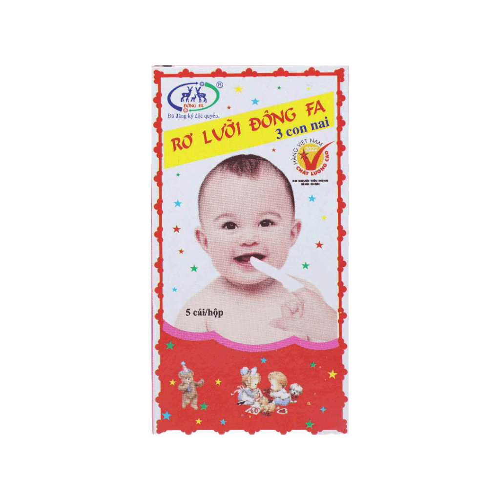 Gạc Rơ Lưỡi Đông Fa 3 Con Nai vệ sinh làm sạch lưỡi, răng miệng cho bé – Hộp 5 Cái