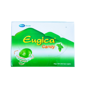 Kẹo ngậm thảo dược Eugica Candy Mega hỗ trợ giảm đau rát họng, dịu cơn ho – 100 viên