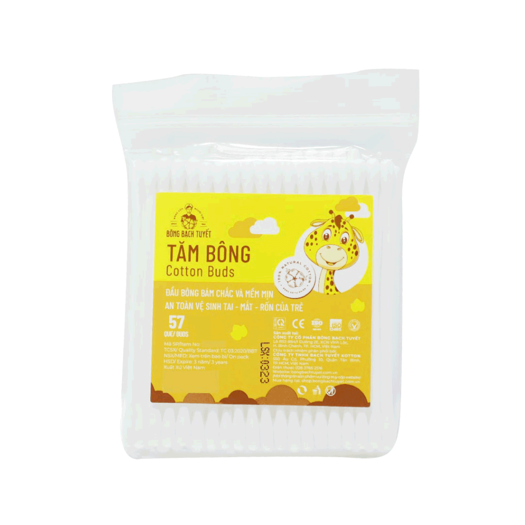 Tăm bông Kotton Care For Kid  Bạch Tuyết – Gói 57 Que